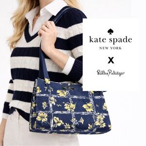 Kate Spade X Lilly Pulitzer - Rare Vintage Sam Floral Shoulder Tote Bag
